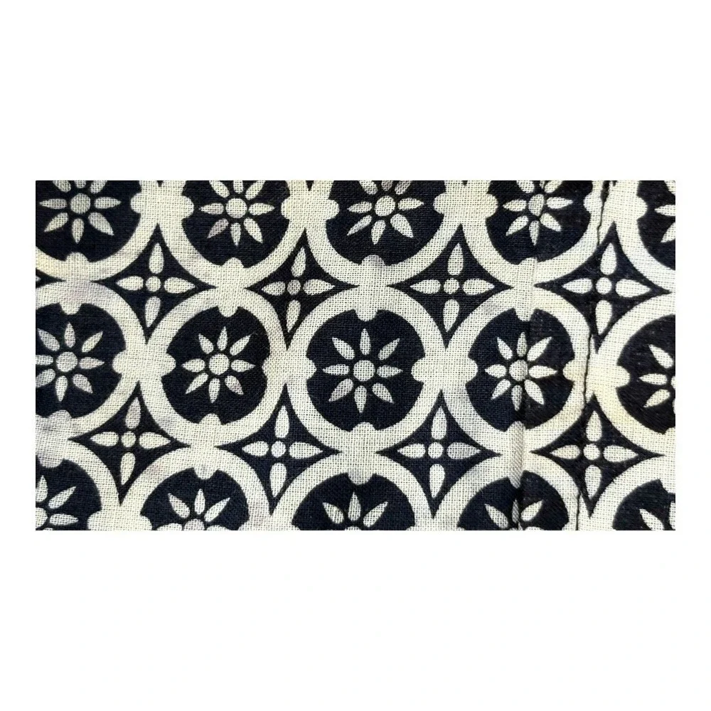 Tory Burch Cotton Shirt Dress Size 2 Geometric Print Roll Tab Sleeve Belted Mini